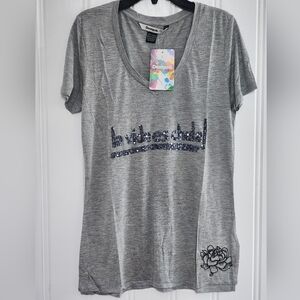Desigual Women’s Short Sleeve T-Shirt size Small sequin design gray